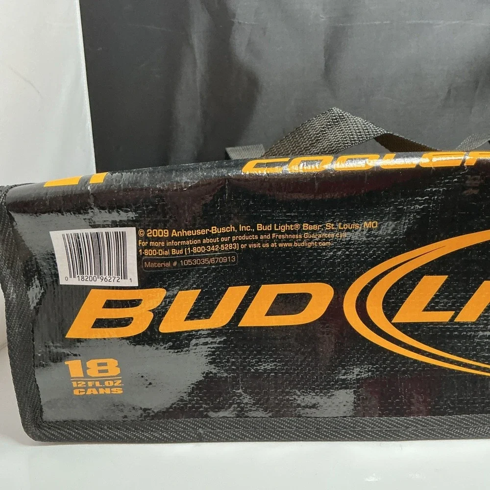 2009 Bud‎ Light Cooler Pack, Holds 18 Cans - Black w/ Yellow Text Variant HTF